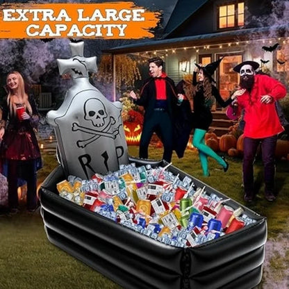Opblaasbare Halloween-schedel, grafsteen en doodskist van PVC, griezelige sfeerdecoratie voor binnen en buiten, spookhuis 2026