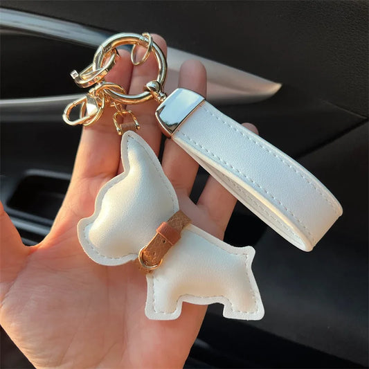 Leather Dog Keychain Car Charm Bag Hanging Accessory