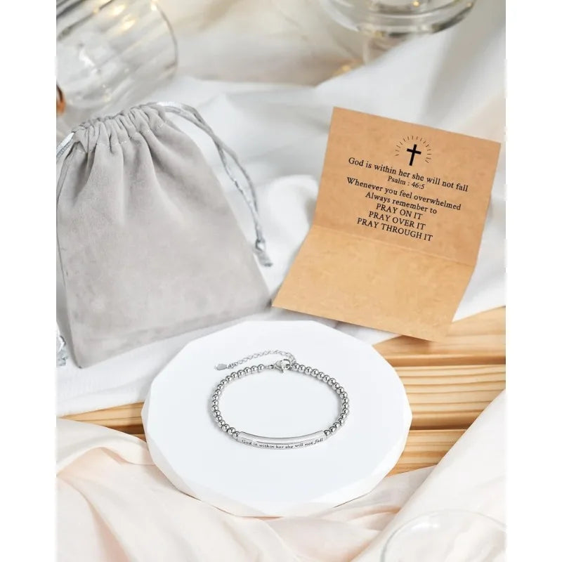 Classic women's chain bracelet – letter design, metal, lobster-claw clasp, faith-inspired