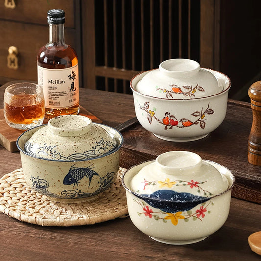 Instant Ramen Bowl With Lid Porcelain Large Capacity