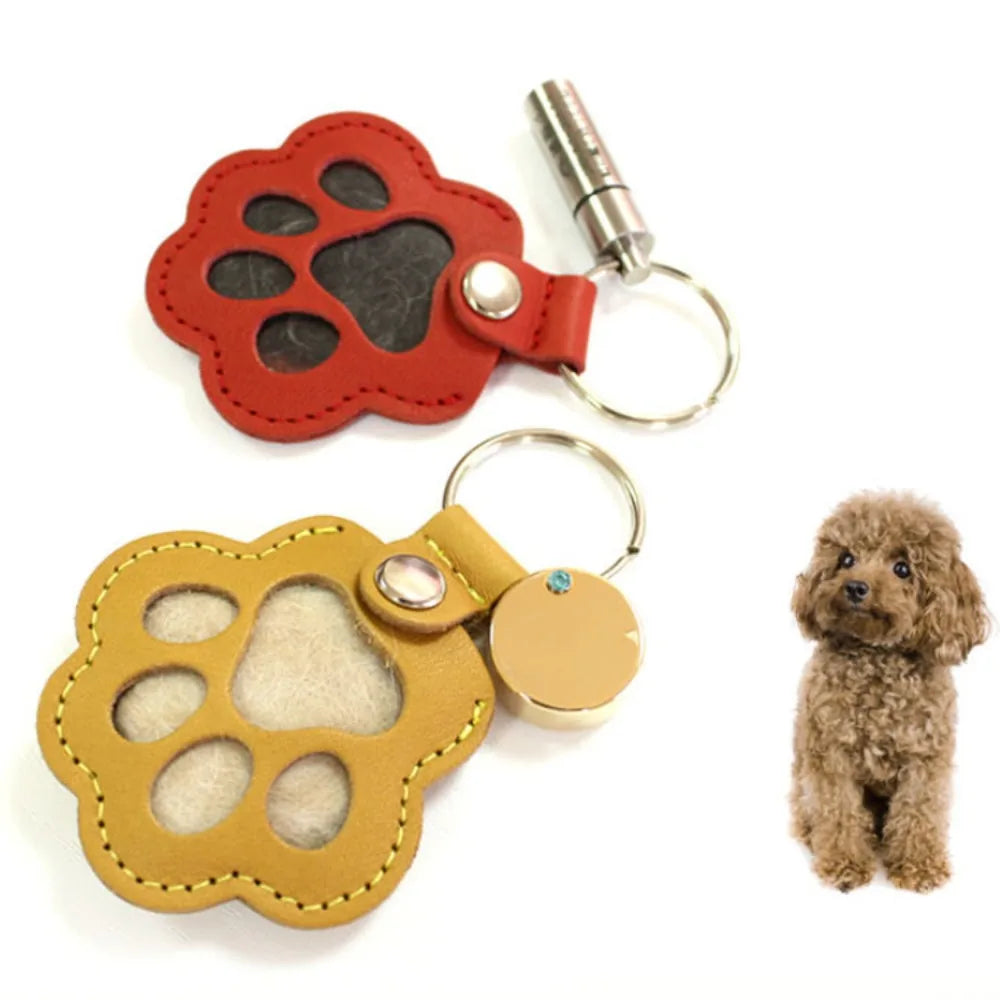Nyckelring för djurhår med tassberlock PU-läder hårhållare