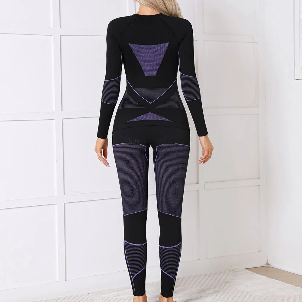 Quick Dry Thermal Base Layer Set for Women - High Elastic Skiing Underwear for Winter Sports