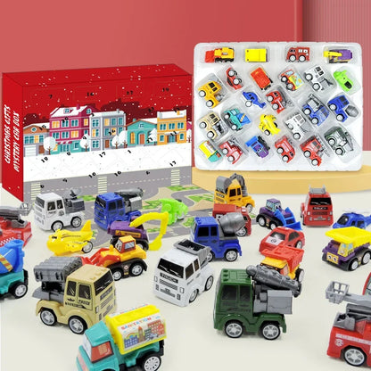 Calendario dell'Avvento Scatola di Giocattoli Auto Regalo di Natale per Bambini 24 Giorni