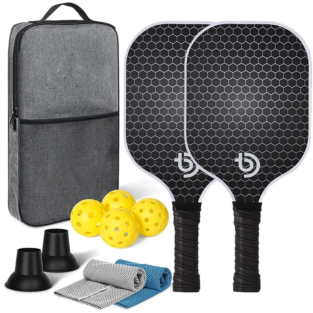 Pickleball-ketchere kulfiberoverfladesæt USAPA-godkendt to ketchere bæretaske bolde efterår 2025 holdbar kontrol
