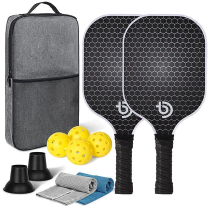 Pickleball-ketchere kulfiberoverfladesæt USAPA-godkendt to ketchere bæretaske bolde efterår 2025 holdbar kontrol