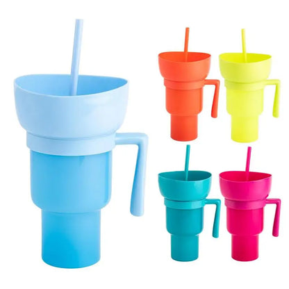 Vaso para bocadillos 2 en 1 Tazón para bocadillos Vaso antisalpicaduras a prueba de fugas Vaso para palomitas Estadio Noche de película Otoño 2025