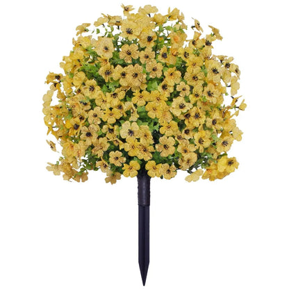 Picchetto da giardino con fiore artificiale, cespuglio fiorito finto da esterno con punta da conficcare nel terreno per decorare cortili, giardini e fioriere, 45 x 36 cm