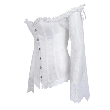 Corsetto da donna di supporto - scollo a barca, pizzo satinato