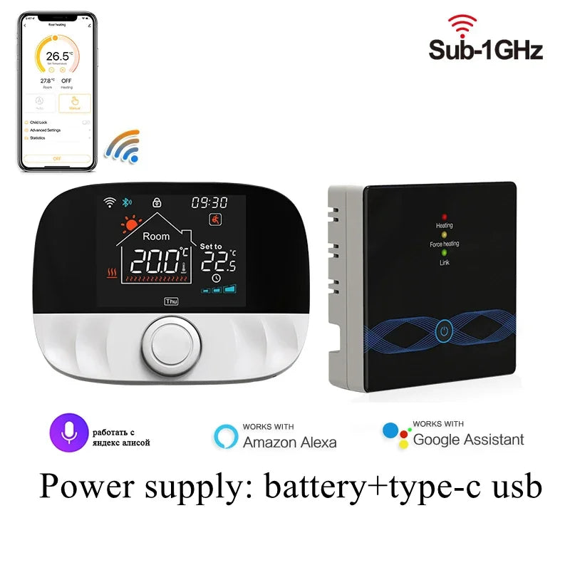 Smart Thermostat Wireless RF433 Floor Heating Control For Gas Boiler Tuya App USB Powered Fall 2025 Energy Saving