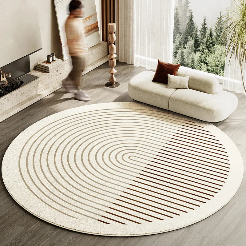 Japanese Round Striped Rug Thick Washable Nonslip Mat