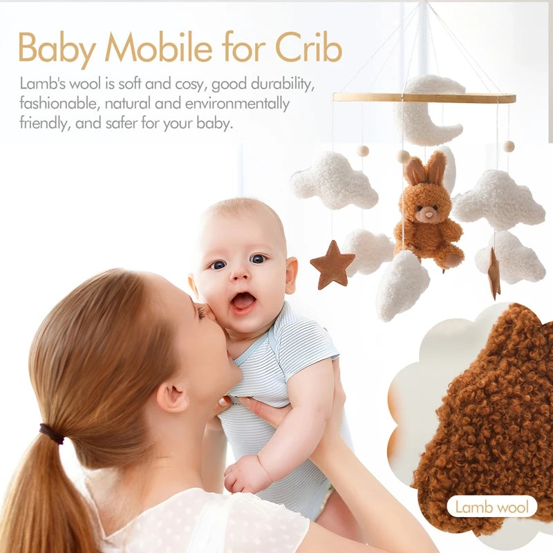 Baby Crib Mobile Wooden Nursery Newborn Sensory Toys