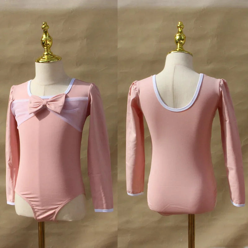 Set body leggero da balletto per ragazze - top con maniche a sbuffo, gonna tutu in tulle, poliestere, per lezione di danza