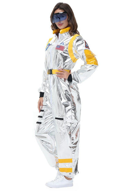 Zilverkleurig astronautenruimtepak voor volwassenen, jumpsuit voor koppels, cosplay voor Halloween, carnaval en verkleedfeesten 2026
