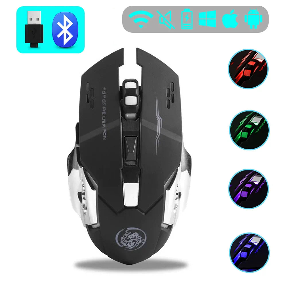Wireless Gaming Mouse Rechargeable Silent RGB Backlight