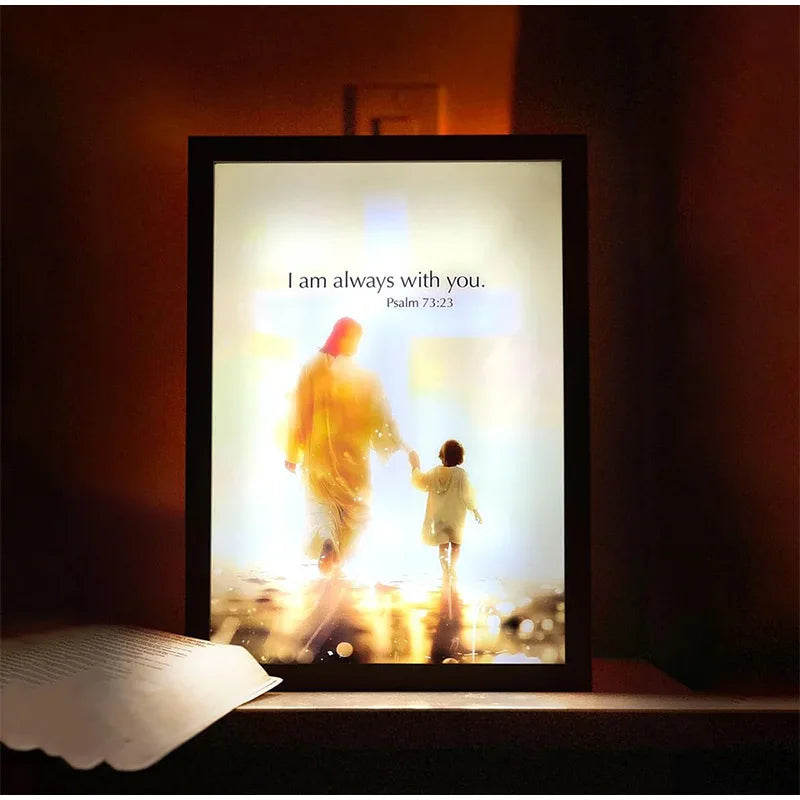 Jesus LED 4D Wall Art Lamp Picture Frame PVC Devotional