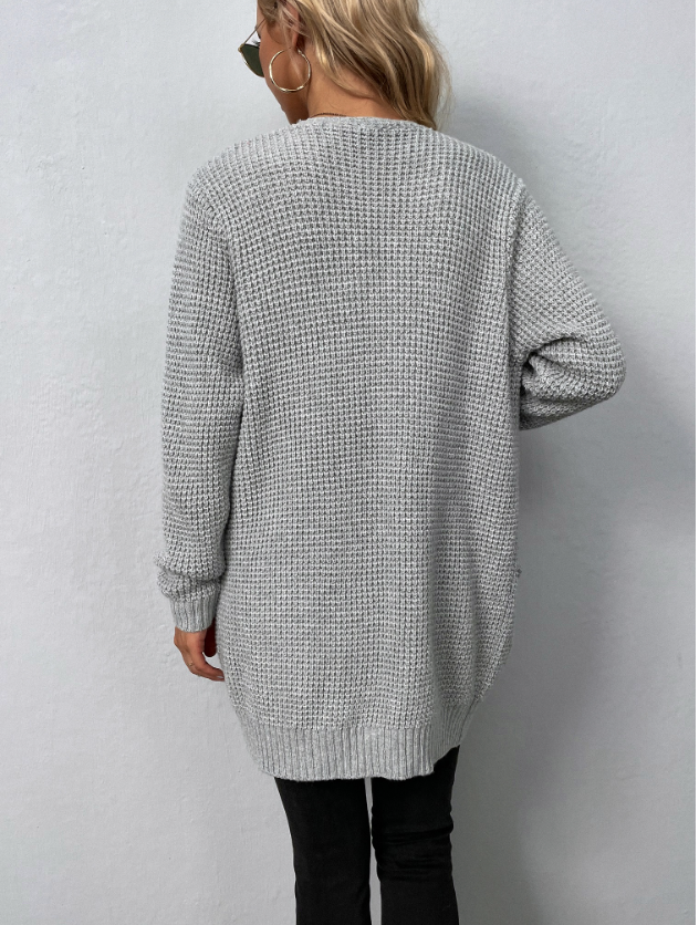 Warm Cozy Women’s Cardigan - Open Long Chunky Knit, Casual