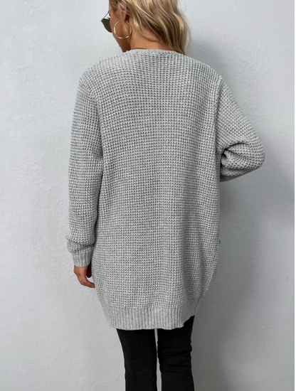 Warm Cozy Women’s Cardigan - Open Long Chunky Knit, Casual