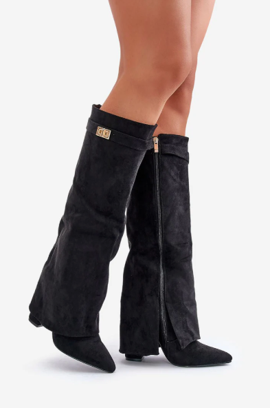 Supportive Women’s Knee-High Boots - Pointed Toe, Suede