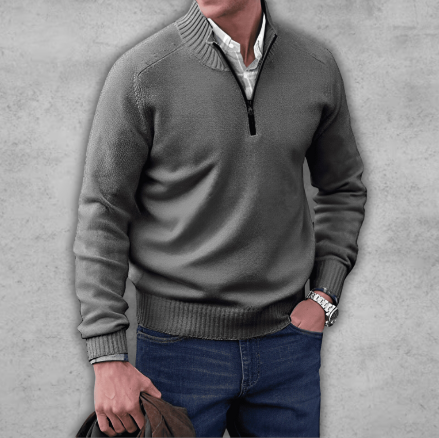 Soft Classic Mens Quarter Zip Sweater - Ribbed Cotton