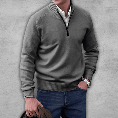 Soft Classic Mens Quarter Zip Sweater - Ribbed Cotton