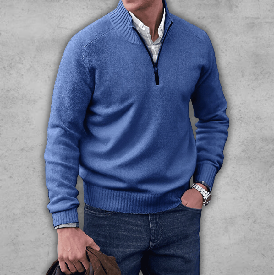 Soft Classic Mens Quarter Zip Sweater - Ribbed Cotton