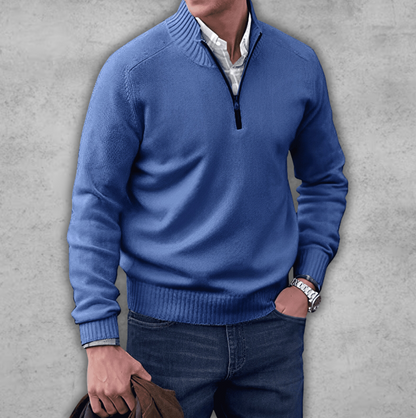 Soft Classic Mens Quarter Zip Sweater - Ribbed Cotton