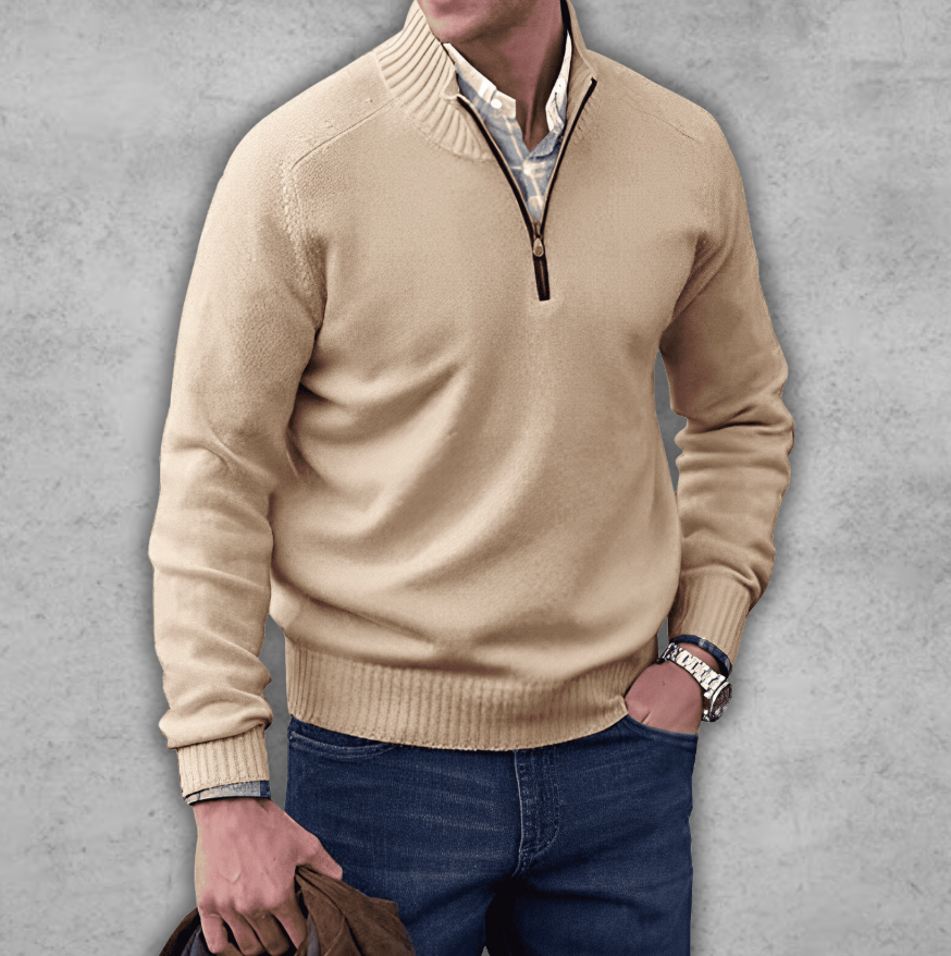 Soft Classic Mens Quarter Zip Sweater - Ribbed Cotton