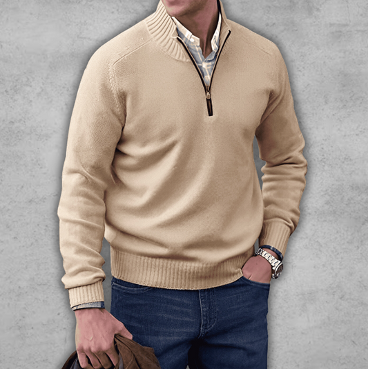 Soft Classic Mens Quarter Zip Sweater - Ribbed Cotton