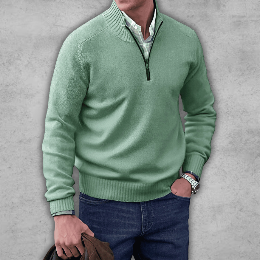 Soft Classic Mens Quarter Zip Sweater - Ribbed Cotton