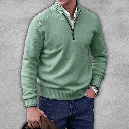 Soft Classic Mens Quarter Zip Sweater - Ribbed Cotton