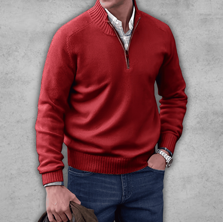 Soft Classic Mens Quarter Zip Sweater - Ribbed Cotton