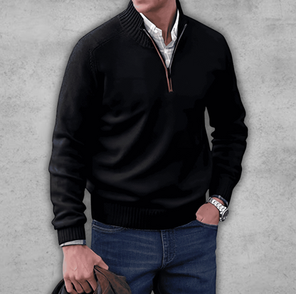 Soft Classic Mens Quarter Zip Sweater - Ribbed Cotton