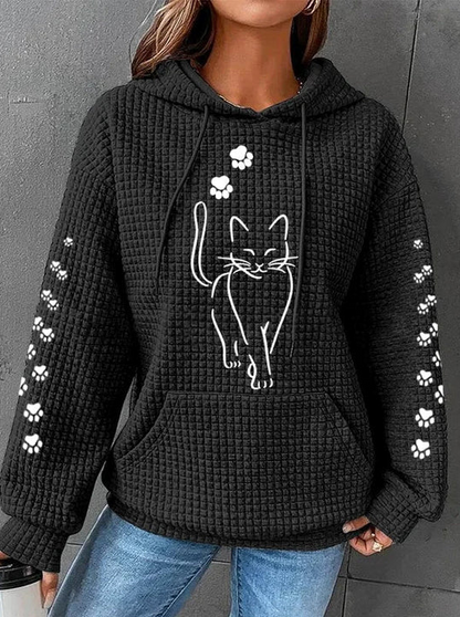 Warm Cozy Women's Hoodie - Oversized Waffle Knit, Casual