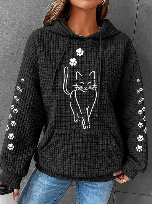 Warm Cozy Women's Hoodie - Oversized Waffle Knit, Casual