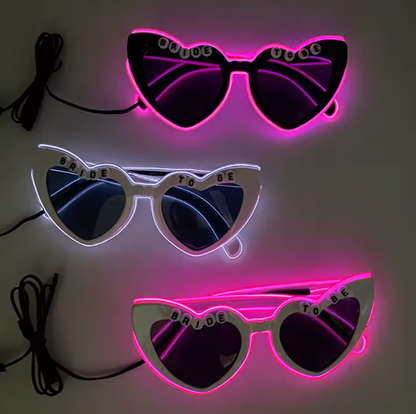 Retro LED Flashing Sunglasses for Bachelorette Party, Pink Heart Glasses, Wedding Props, Valentine's Day Decor