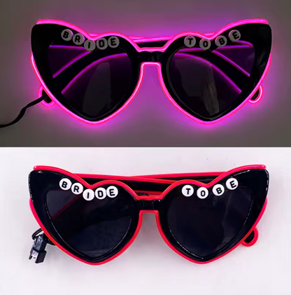 Retro LED Flashing Sunglasses for Bachelorette Party, Pink Heart Glasses, Wedding Props, Valentine's Day Decor