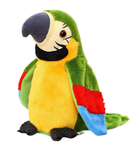 Talking Macaw Parrot Plush Toy - Animated Record & Speak Bird for Kids