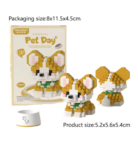 Mini Cute Pet Dog Building Block Set - 90-Piece Cartoon Animal Educational Toy for Kids and Adults