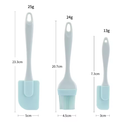 3Pcs Non-Stick Silicone Spatula Set for Baking, PP Handle, Kitchen Tool