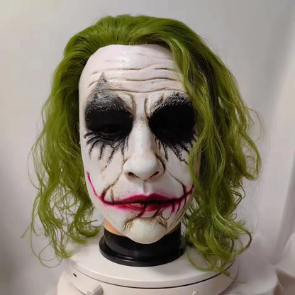 Dark Knight Joker Full-Face Latex Cosplay Mask with Green Hair for Adults Halloween 2026