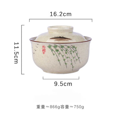 Omedelbar Ramen Skål Med Lock Porslin Stor Kapacitet