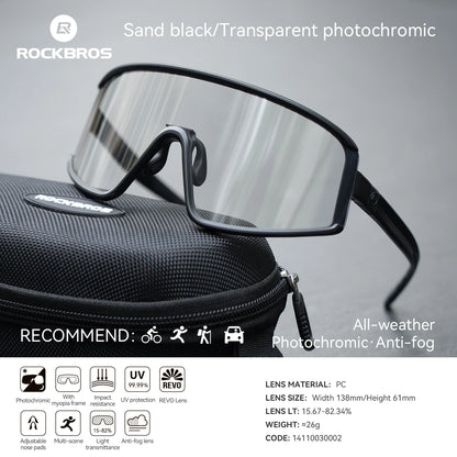 Cycling Sunglasses Polarized UV400 Anti-Fog Photochromic Outdoor Eyewear All-Season Non-Slip Unisex