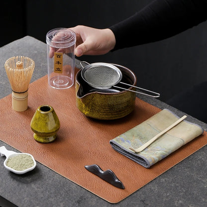 Matcha Tea Set Handmade Pottery Bowl Bamboo Whisk Kit