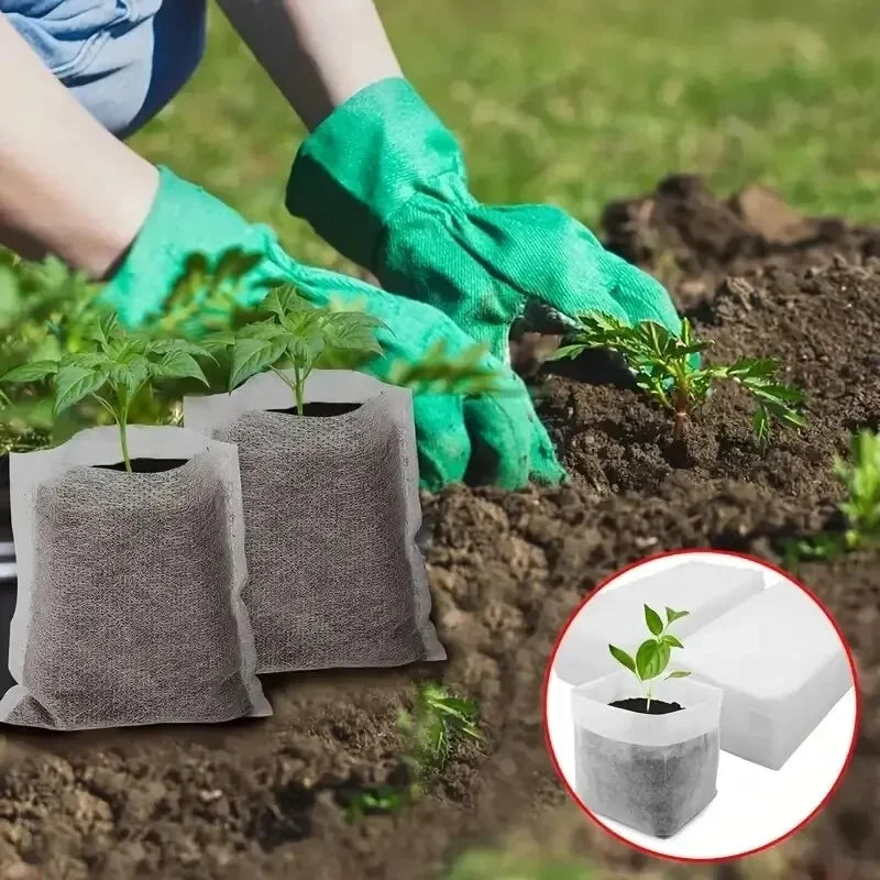 Biodegradable Non-Woven Seed Nursery Bags - 100pcs Eco-Friendly Grow Pots for Home Garden