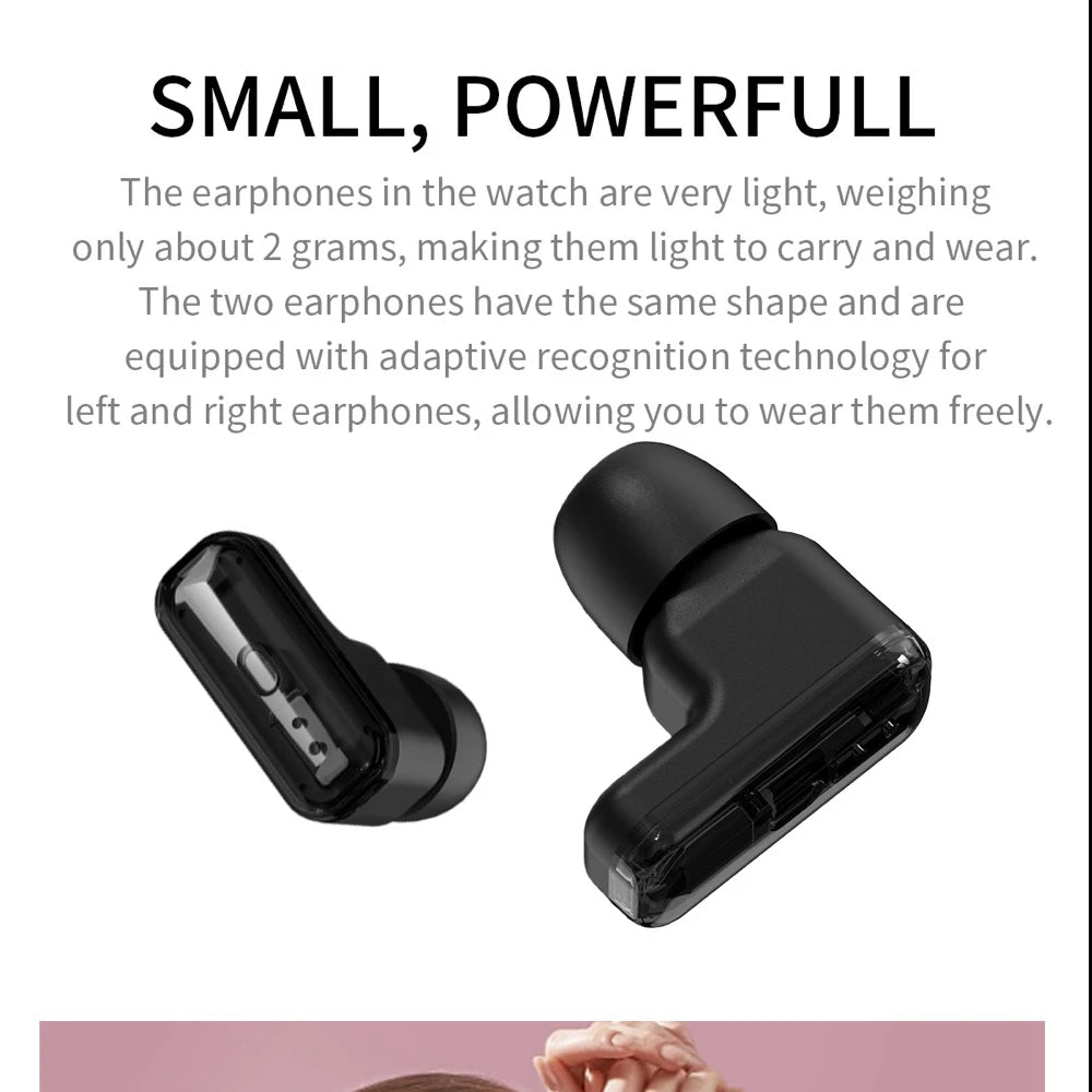 Smartwatch med TWS-øretelefoner, 1,39-tommer touchskærm, pulsmåler, multisport-tilstand, 300mAh batteri efterår 2026