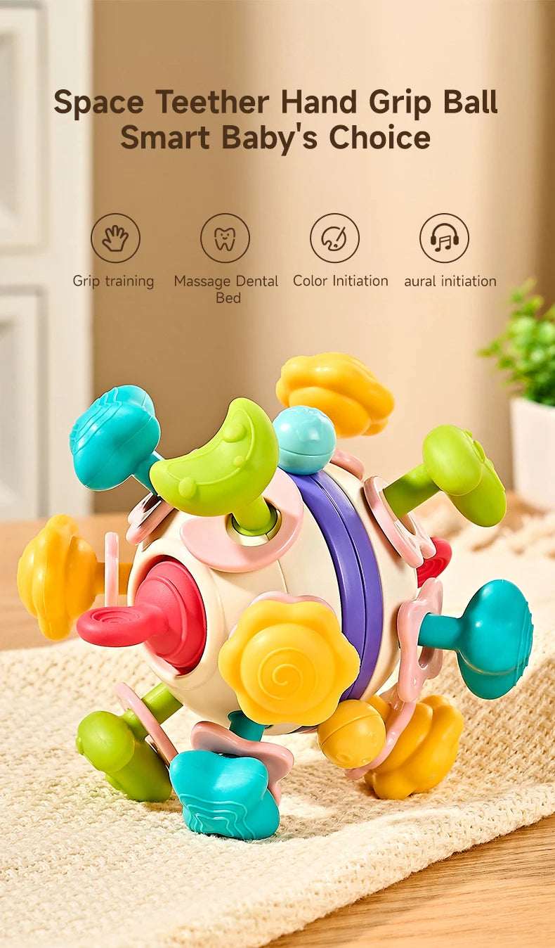 Baby Teether Rattle Hand Grip Sensory Ball Toy Newborn