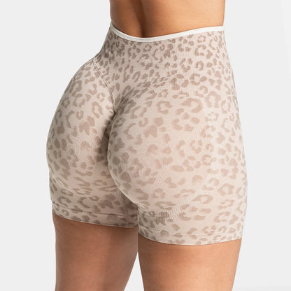 Stretchy women's seamless yoga shorts - high-waist hip-lifting, nylon blend, for gym and running