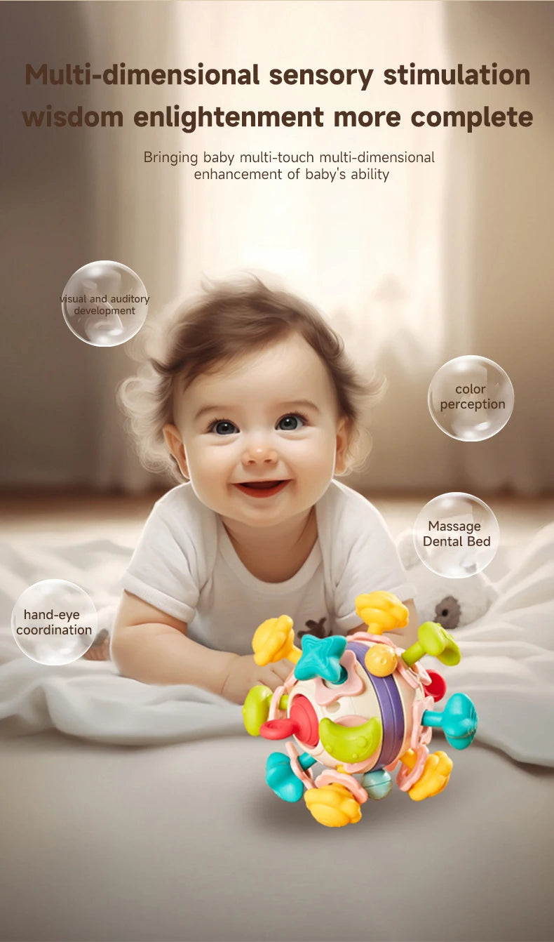 Baby Teether Rattle Hand Grip Sensory Ball Toy Newborn