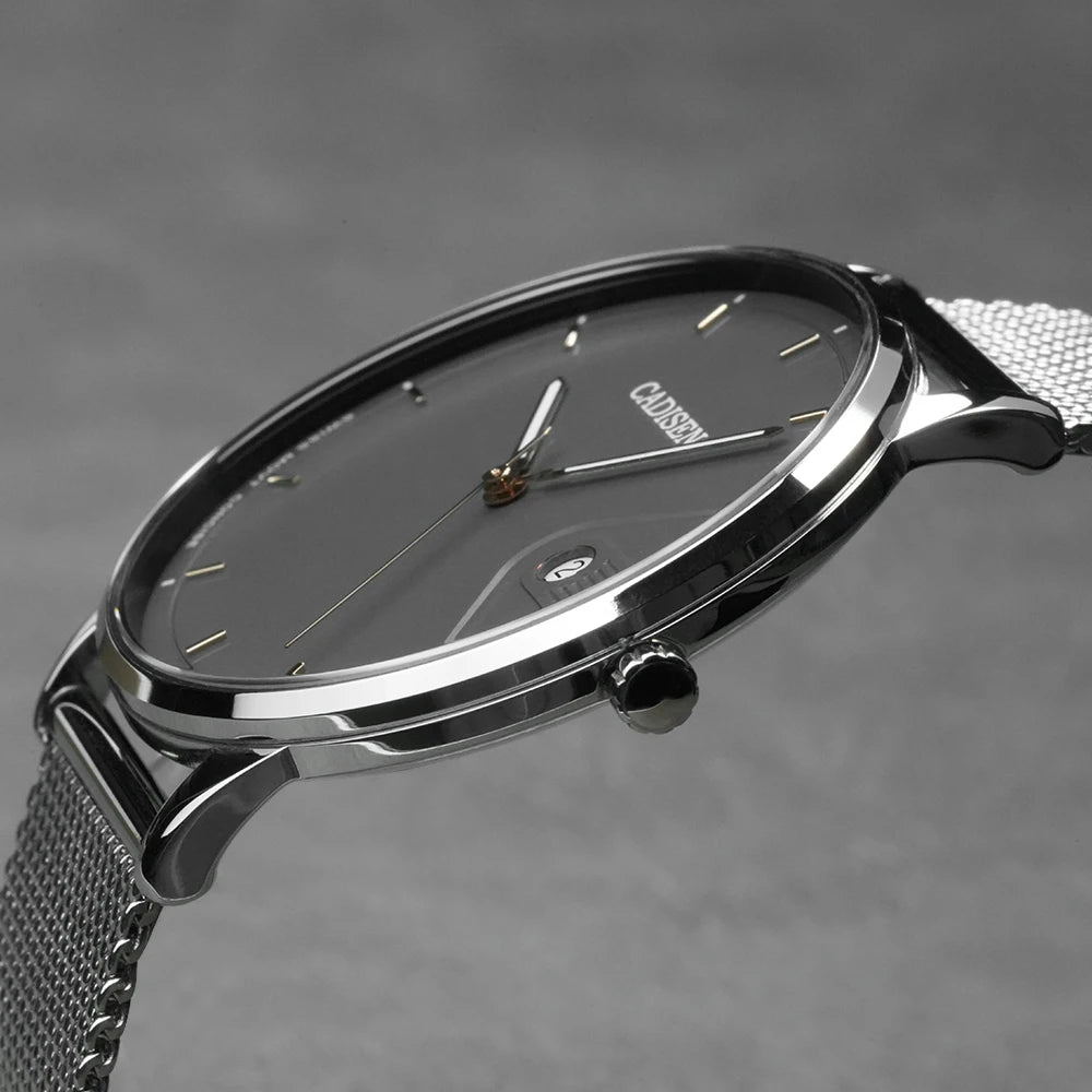 Ultra Thin Swiss Quartz Mesh Strap Watch 7mm Sapphire