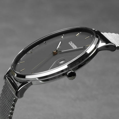 Ultra Thin Swiss Quartz Mesh Strap Watch 7mm Sapphire